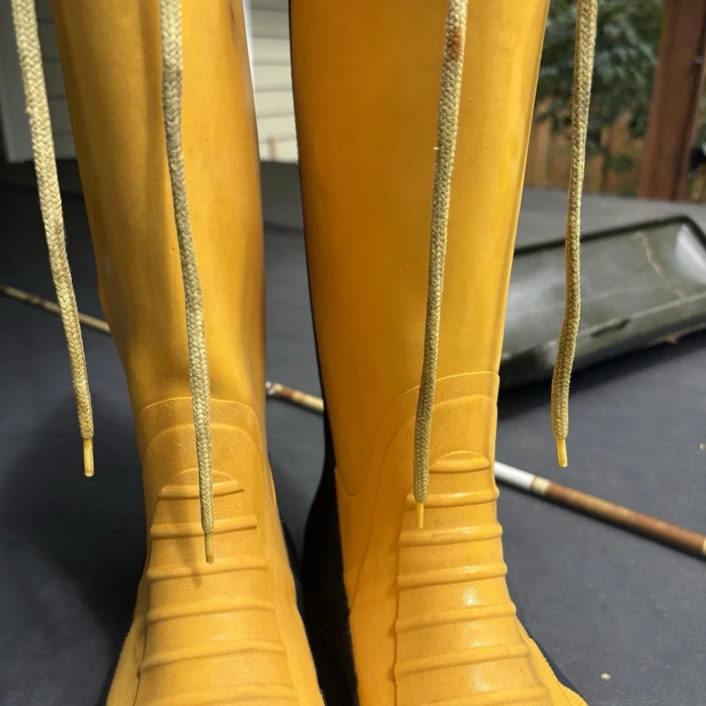 Vtg West Marine Tall Sea Boots Yellow Rubber Offshore Sailing Deck Boots Mens 13